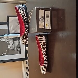 Vintage Zebra Print Pony Hair Driving Shoes Flats